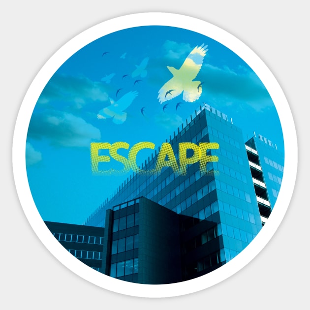 Urban Bird Flying Escape Sticker by Inogitna Designs